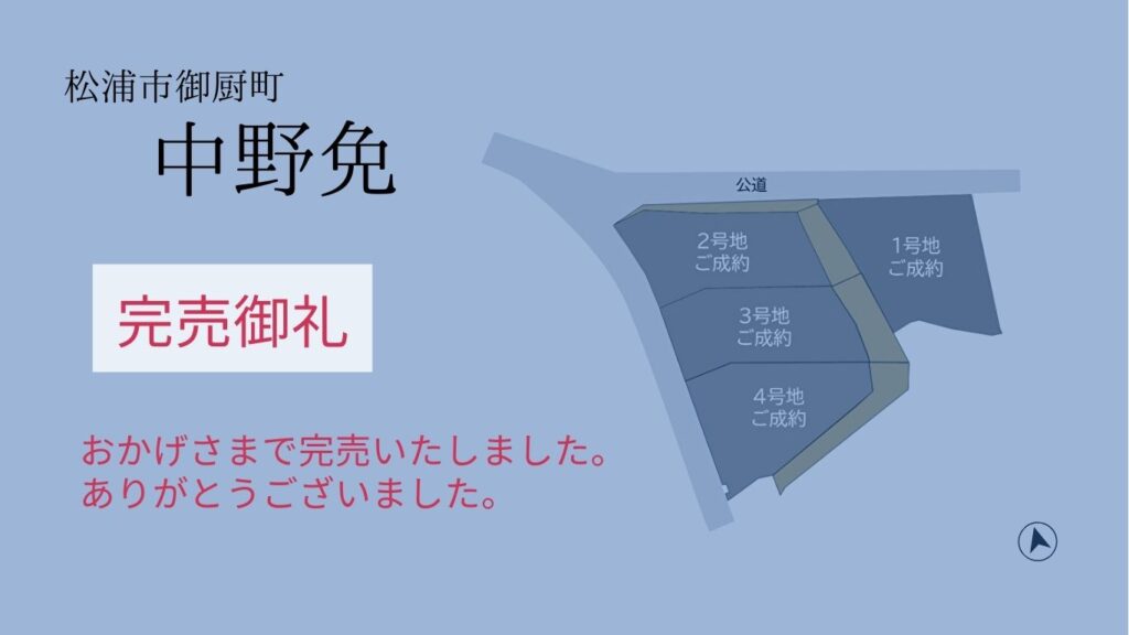 松浦市御厨町分譲地は完売いたしました。